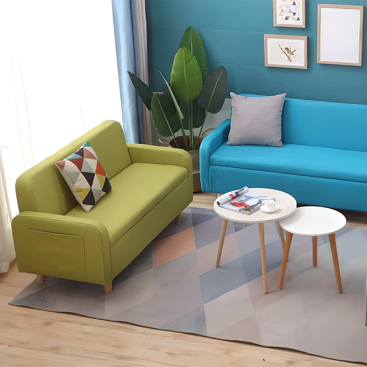 Contemporary Azure/Brown/Magenta Standard Sofa with Hidden Storage - image 14