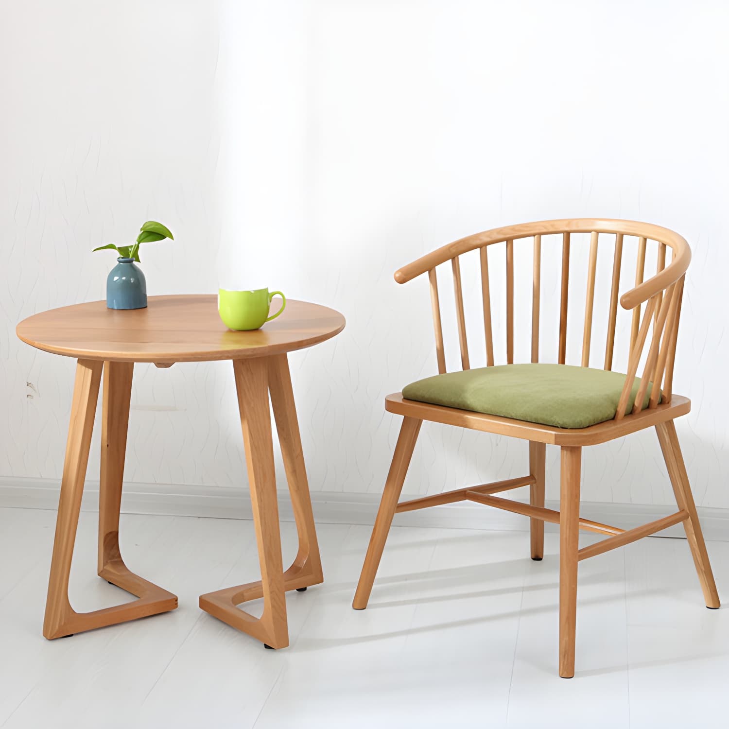 Double Pedestal Oak Solid Wood Dinette Table Modern Style Dining Table - image 4