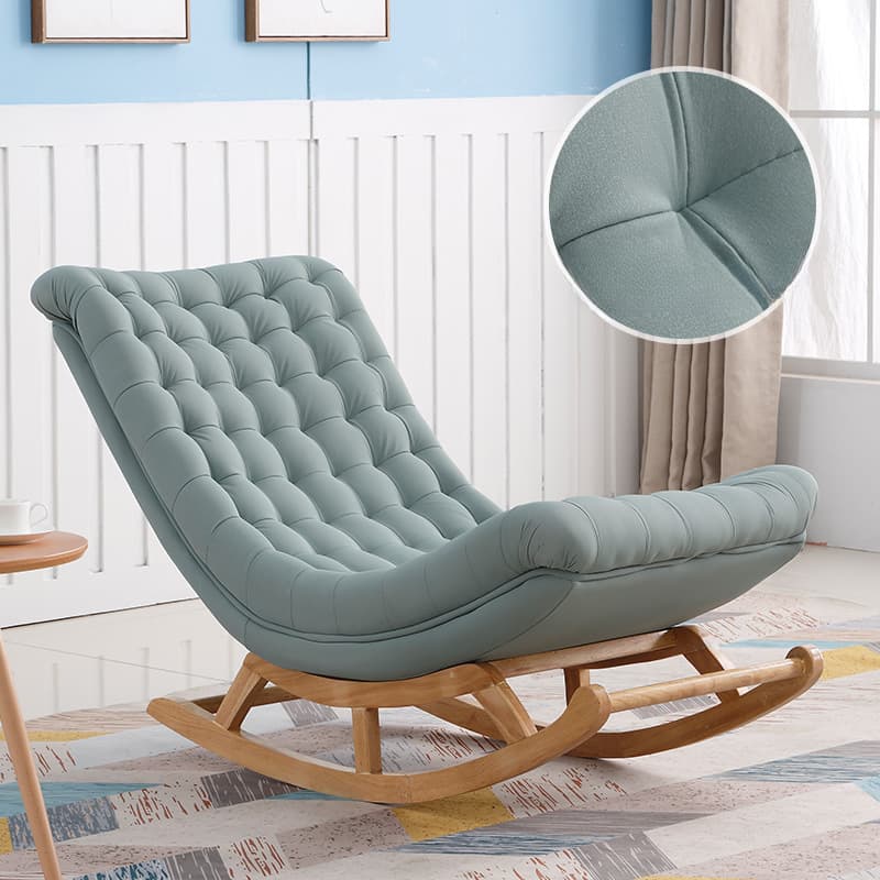 Stationary Ergonomic Rocking Chair with Rear & Ottoman, Green/Yellow/Coffee - image 11