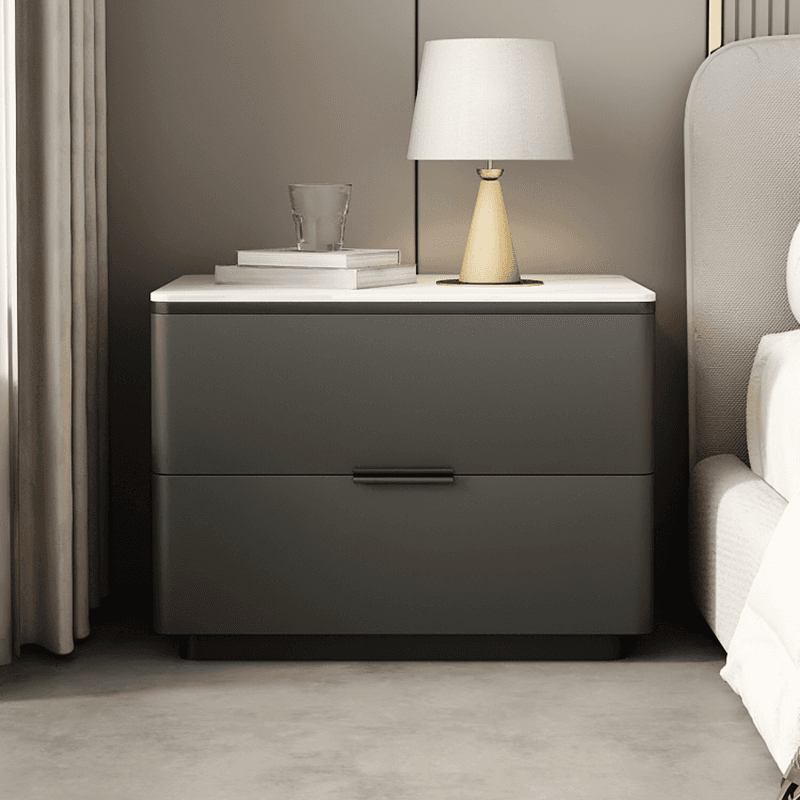 Organic Modern Nightstand With Drawer Organization Featuring 2 Drawers and Stone Countertop - image 3