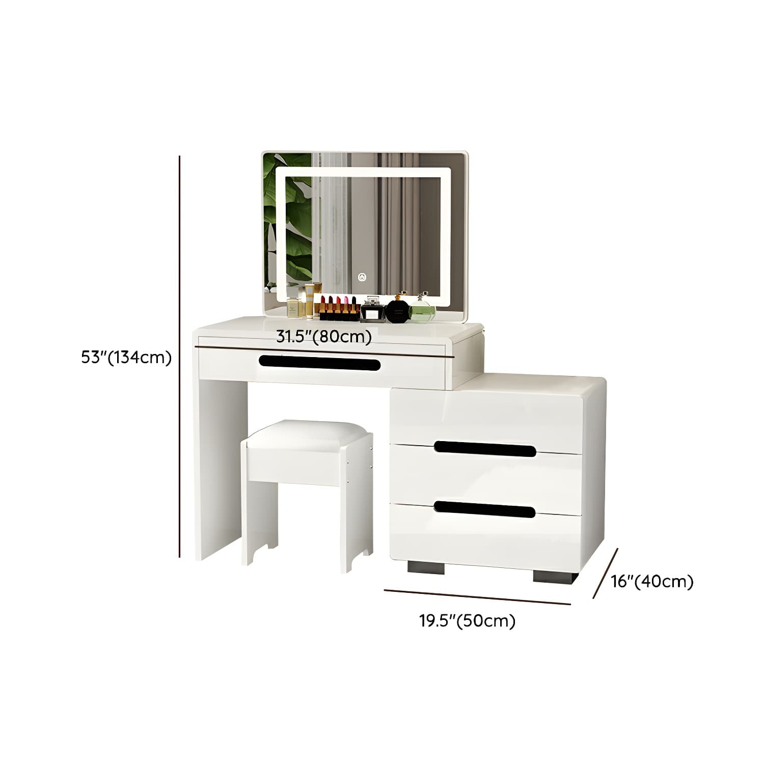 Modern 48'' White Wood Makeup Vanity & Stools with Drawers Self Close or Reserve Installation - image 18