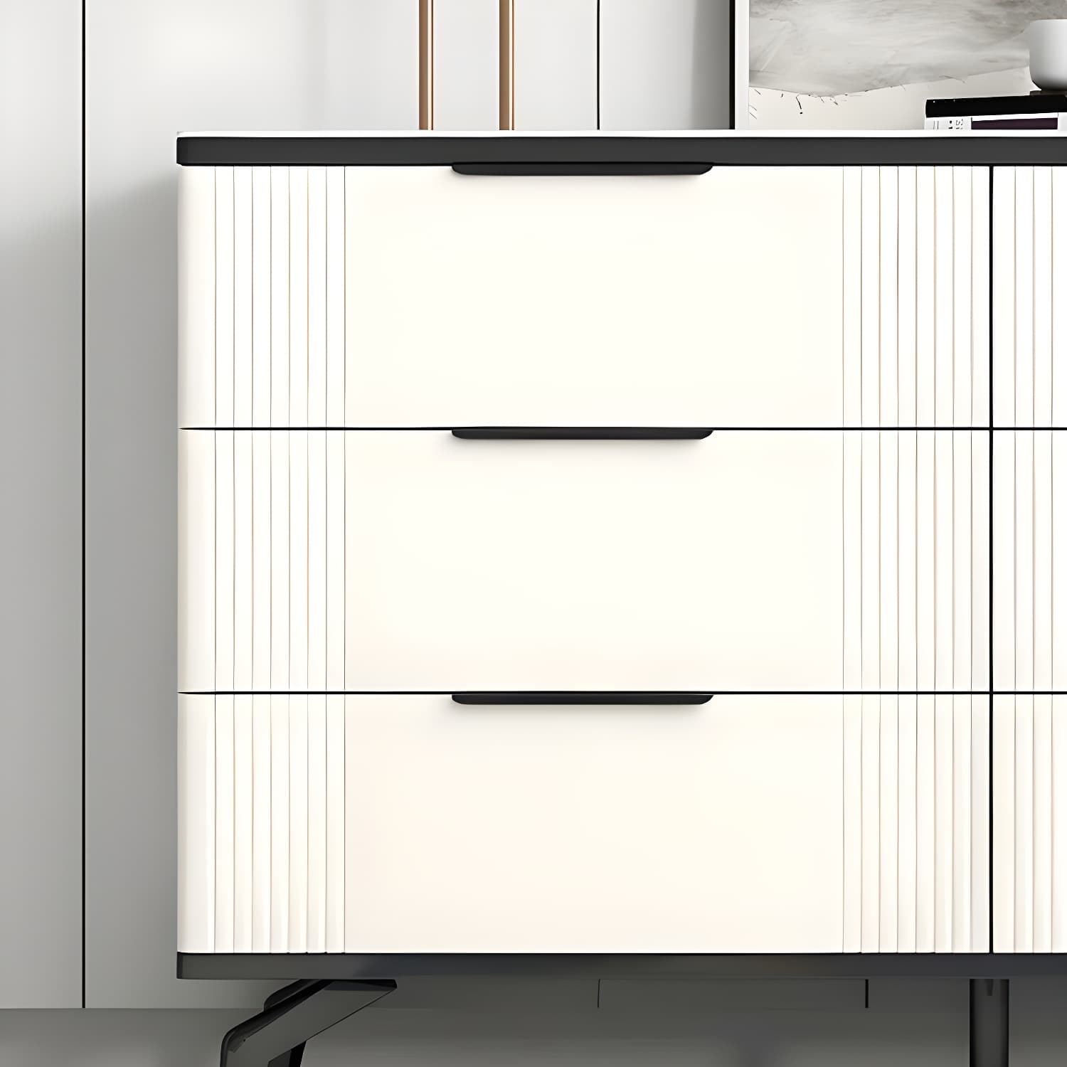 Drawers Included Modern Chest with Stone Countertop and Metal Legs - image 9