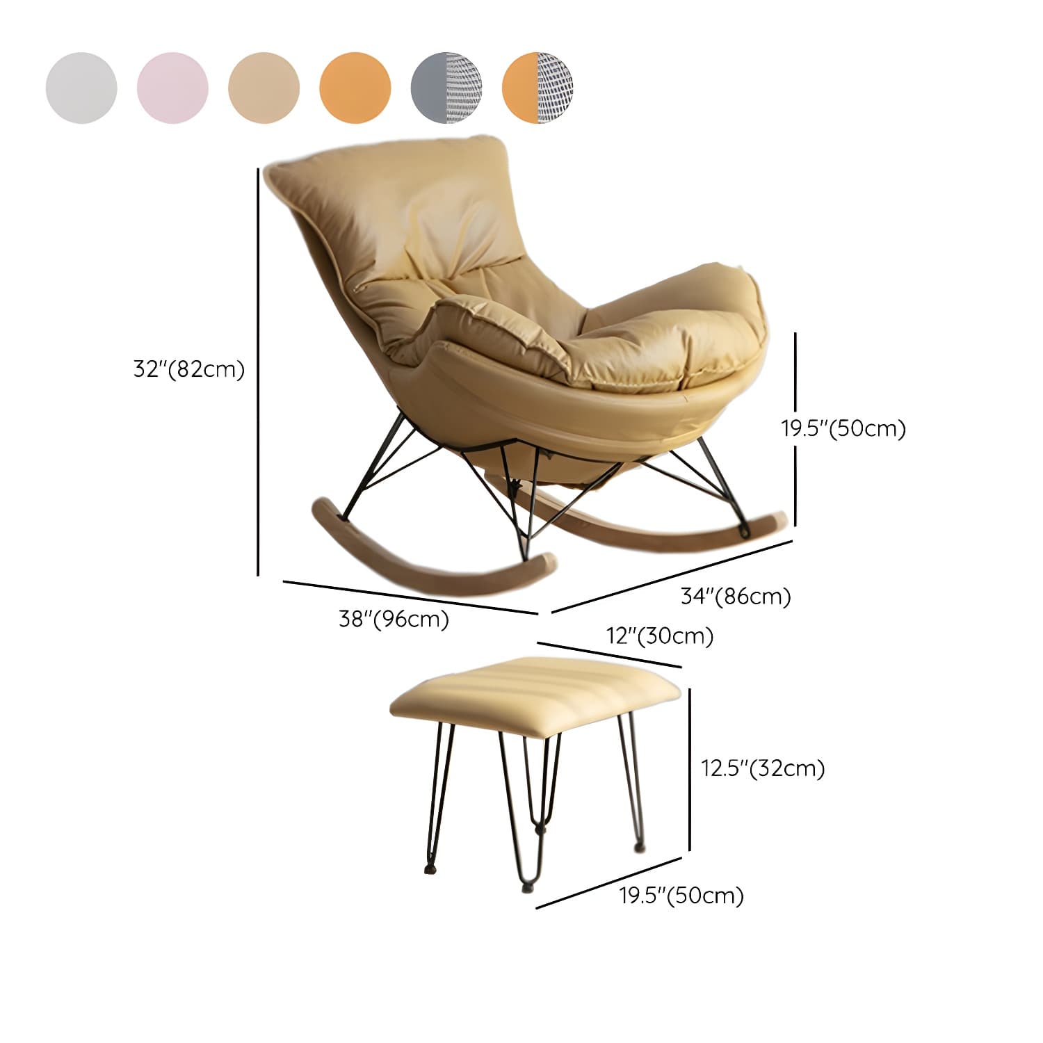 Modern Rocking Chair with Ottomans - Metal Frame, Removable Cushions, and Armless Design - image 18