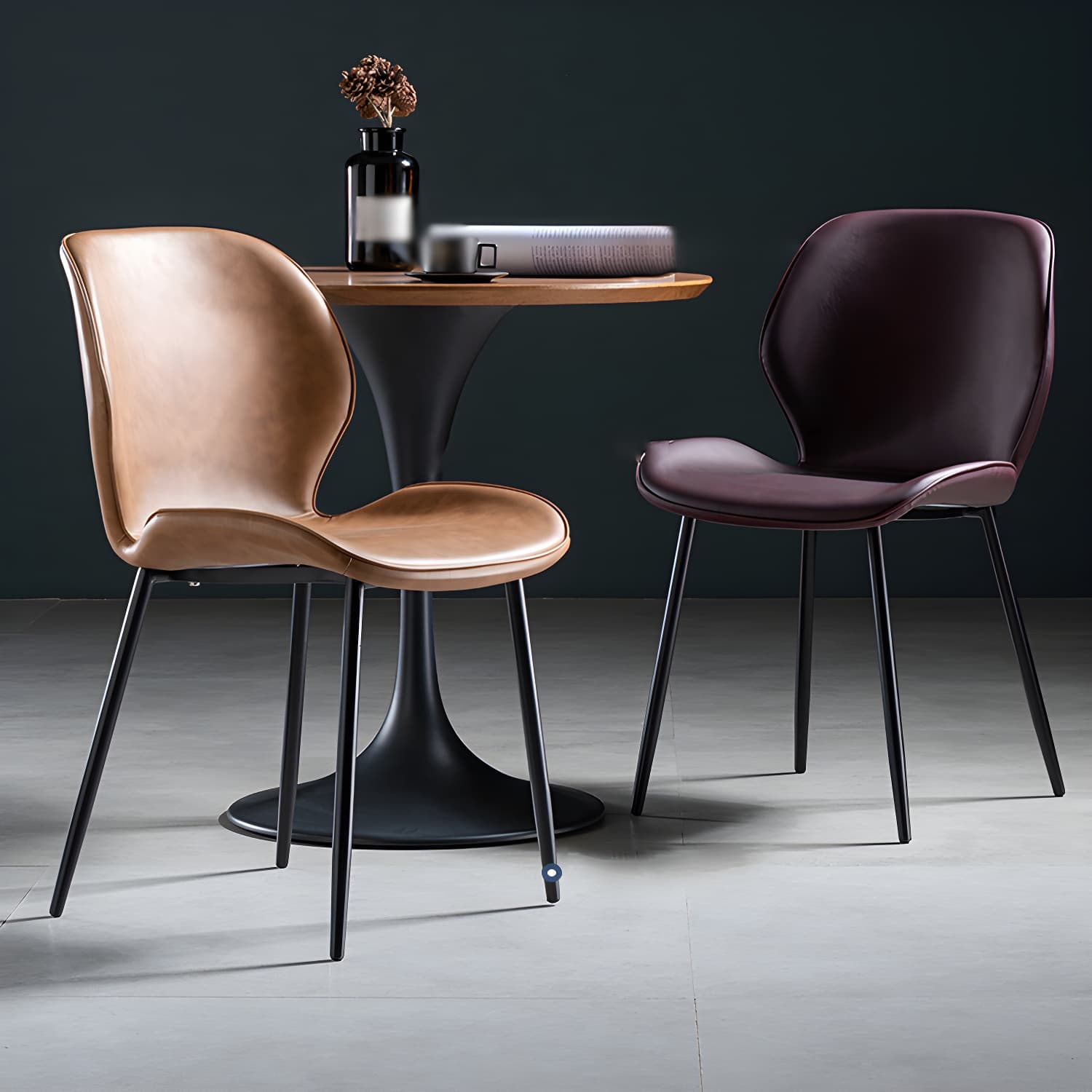 Scandinavian Leather Home Side Chair Matte Finish Wingback Dining Chair (Set of 2) - image 14