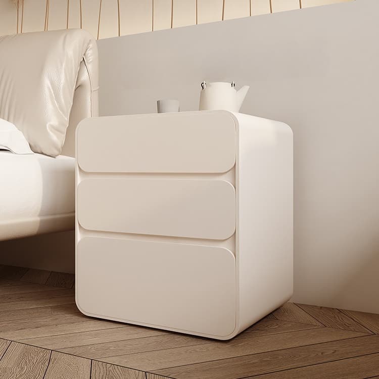 Organic Modern Coffee Pu Leather Nightstand With Drawer Organization, 1 Piece - image 11