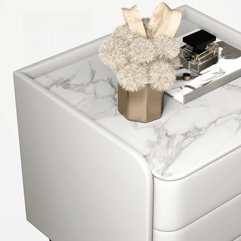 Art Deco 3 Tiers Drawer Storage Bedside Table with Stone Countertop - image 22