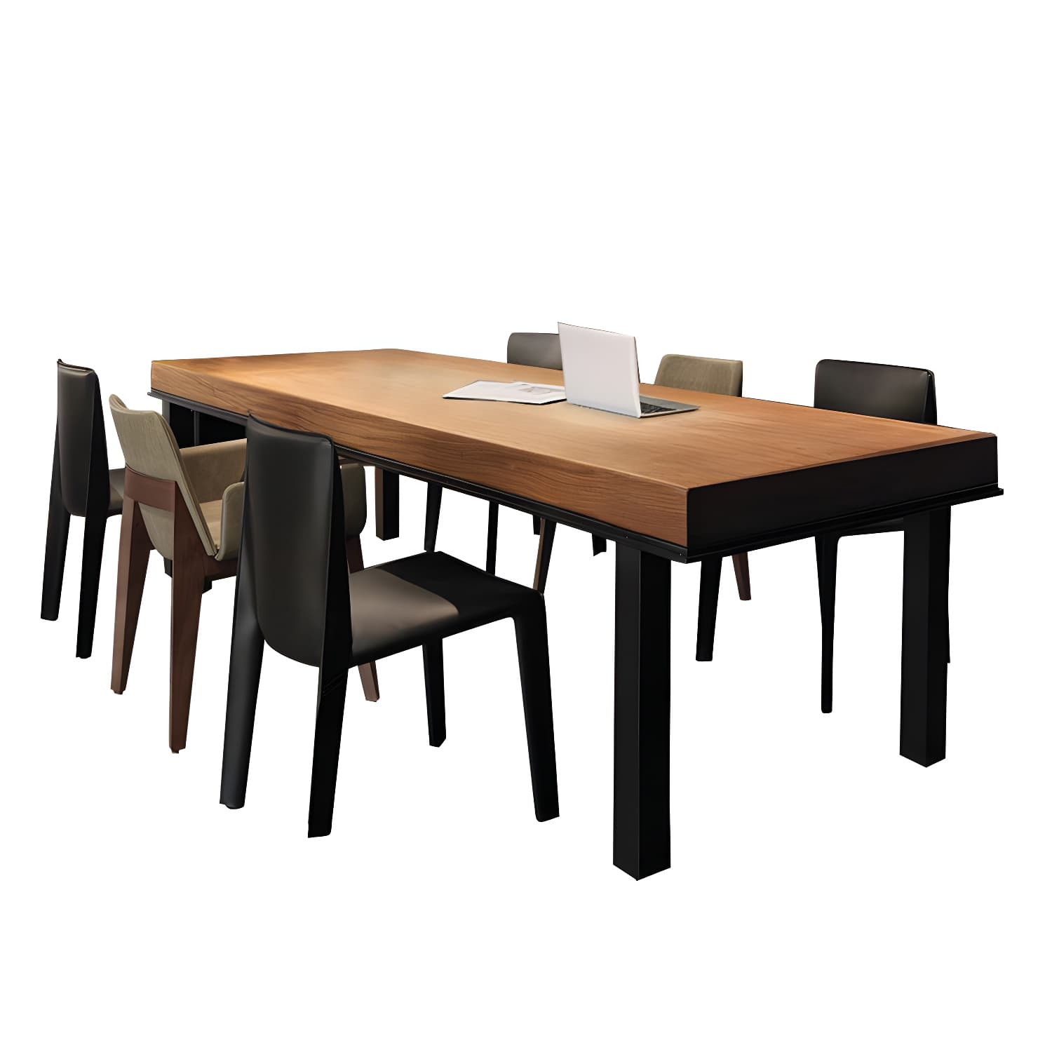Rectangle Industrial Dining Table Solid Wood Top Home Table with 4 Black Iron Legs - image 5