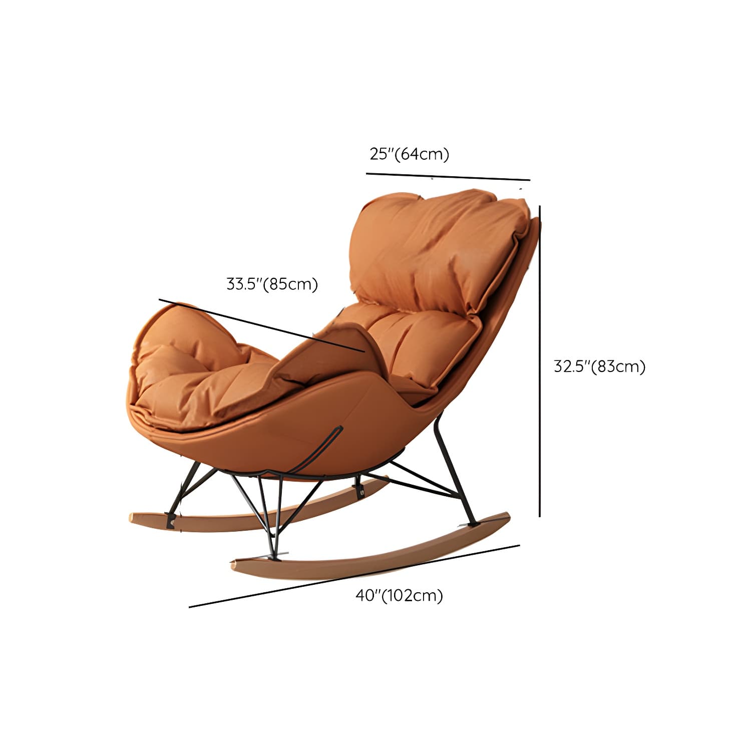 Modern Metal Indoor Rocking Chair with Upholstered Seat - Armless Design for Comfortable Seating - image 16