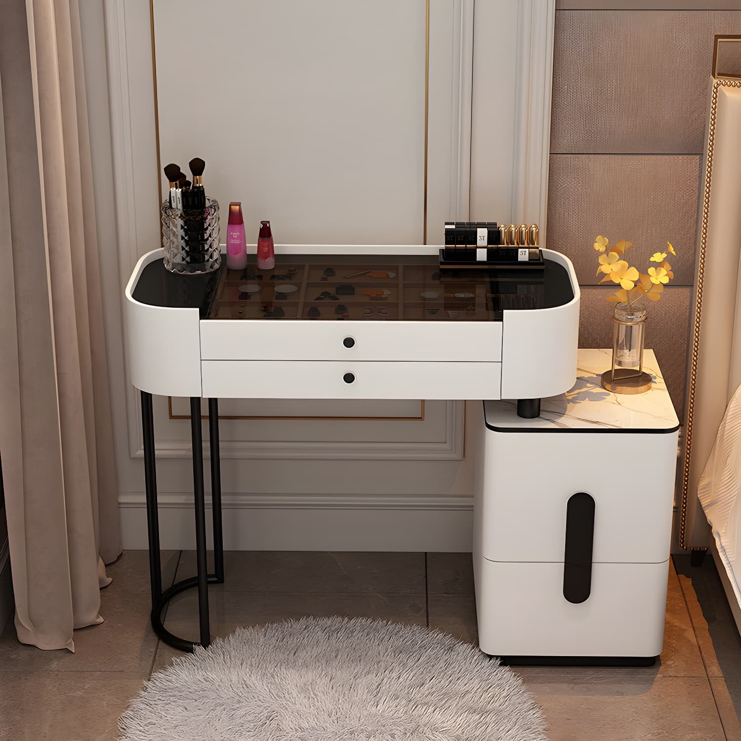 Contemporary Wood Make-up Vanity 15.75" Wide Make-up Vanity with Drawers