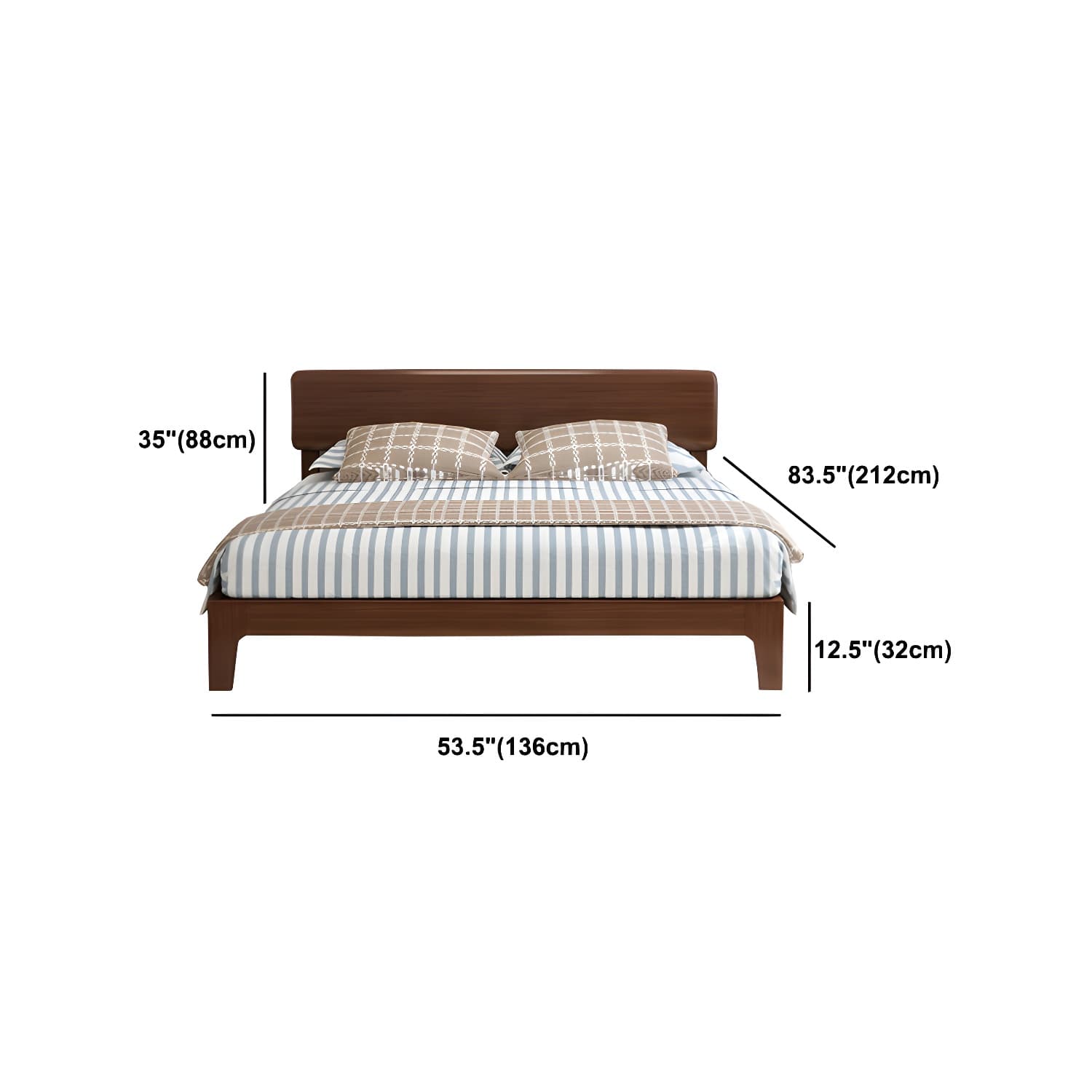 Traditional Solid Wood Panel Bed 34.65" H Low Profile Bed Frame Set in Brown - image 12