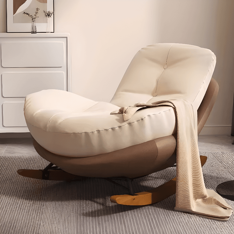 Chalk Modern Simple Style Upholstered Rocking Chair Couch, Scratch-defiant & Cushioned - image 5