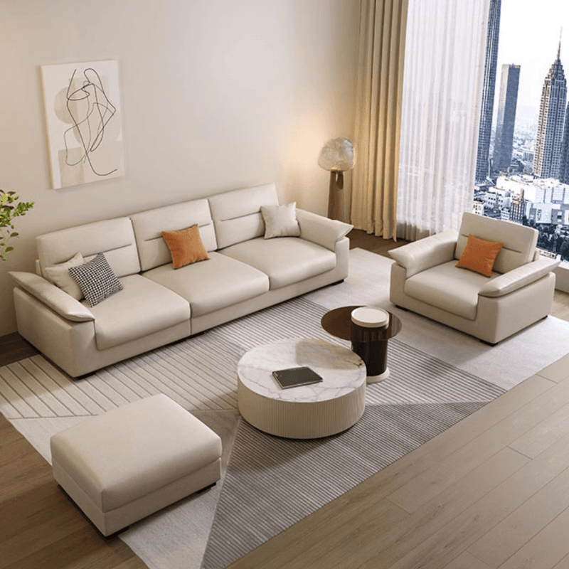 Straight Horizontal 5 Person Memory Foam Filled Sofa Couch with Decorative-stitched Tufting