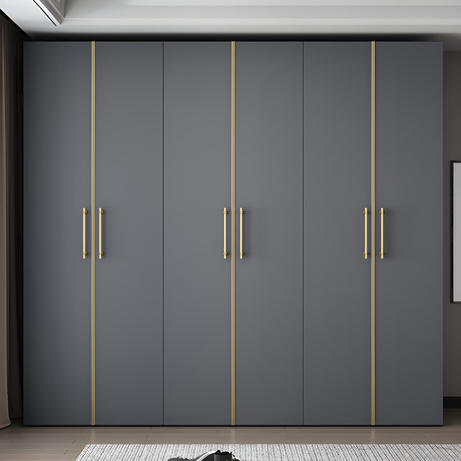 Modern Wardrobe Closet Grey Engineered Wood Wardrobe Cabinet - image 10