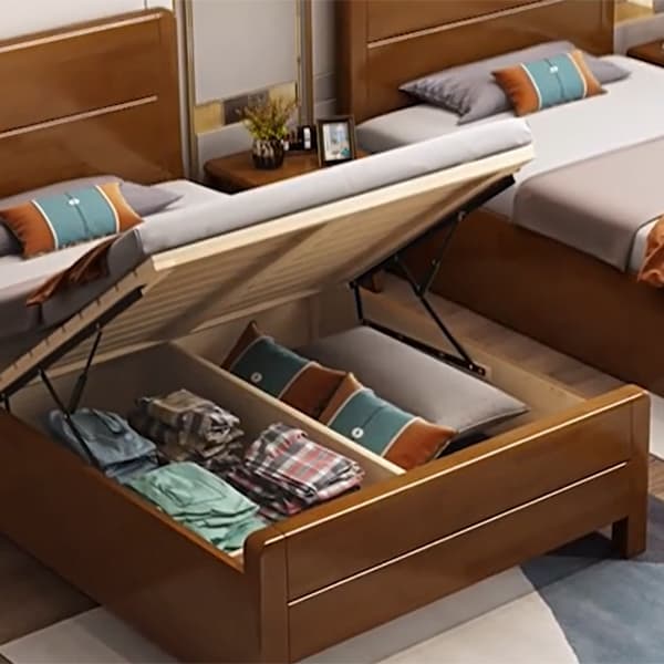 Traditional Brown Wood Panel Bed with Headboard Included and Footboard - image 7