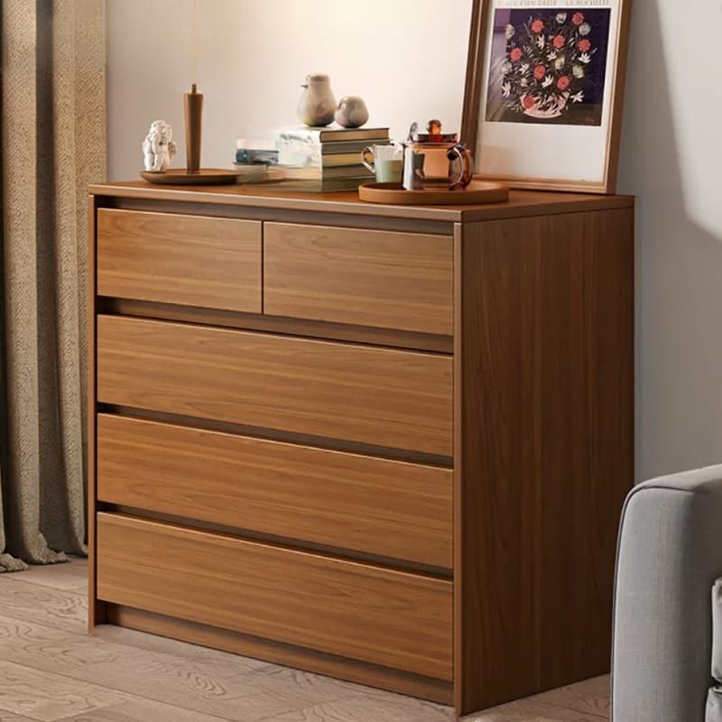 Elegant Brown Wood Double Dresser with Drawers, Modern Style - image 4