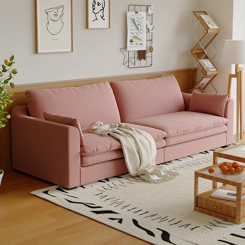 Modern Solid Color Scratch-defiant Standard Sofa in Light Gray/Emerald Green/Ivory, Seats 5/3-seater with Slipcover and 2 Pillows - image 6