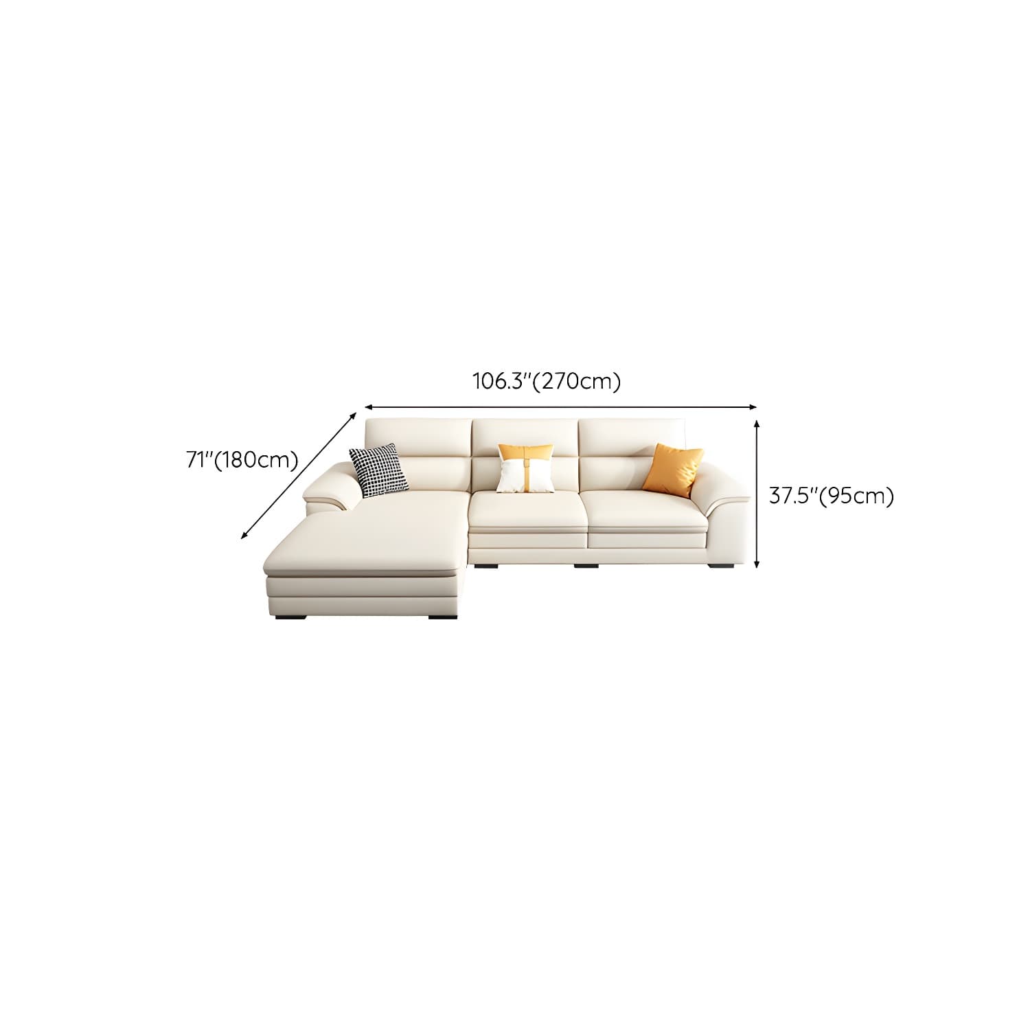 Modern Beige Stationary Sectional Sofa in Scratching Cloth with Wood Frame and Pillow Top Arms - image 24