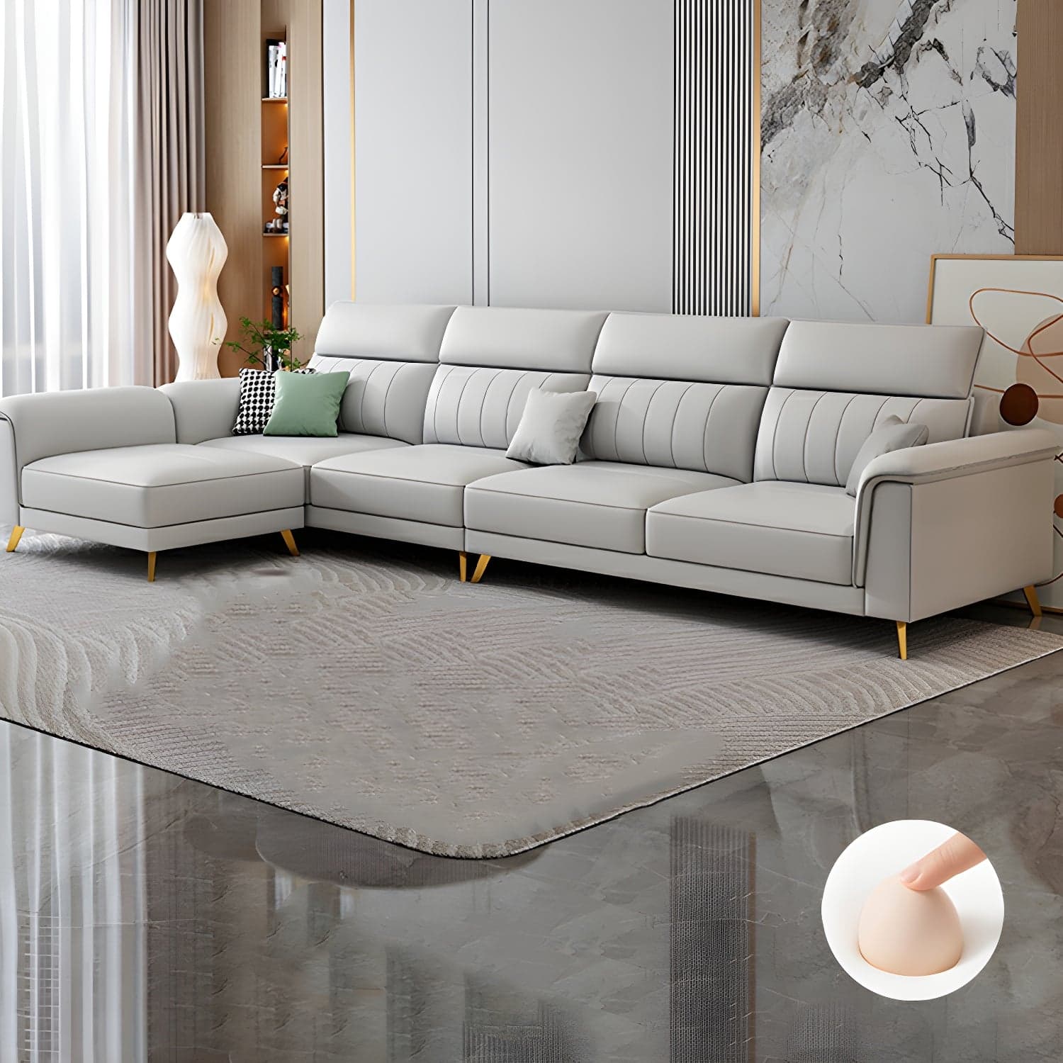 Modern Reversible Sectional with Flared Arm and Stain-Resistant Tech Cloth Upholstery - image 6