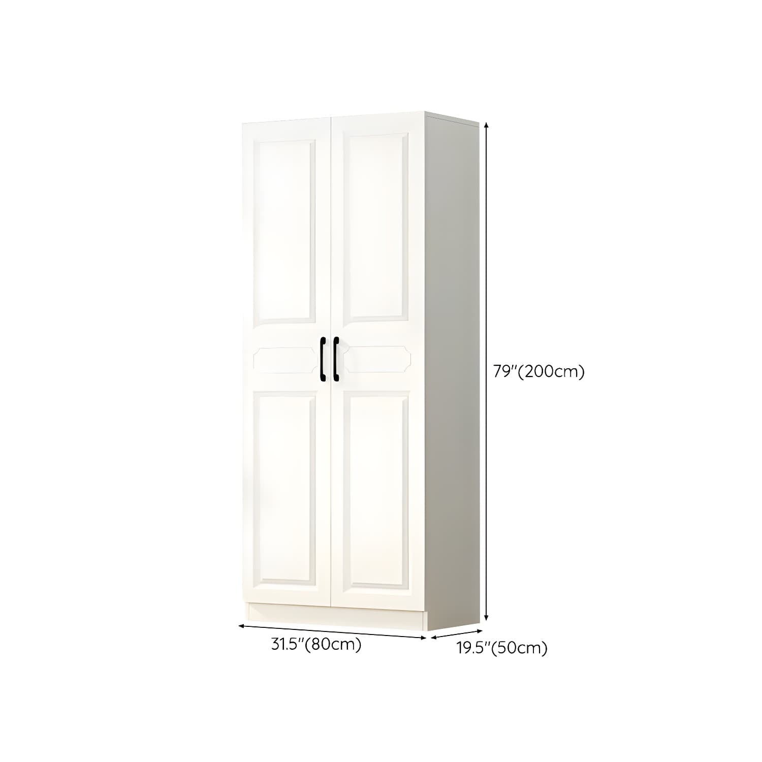 White Modern Wood Wardrobe Armoire with Clothing Rod and Shelves - image 12