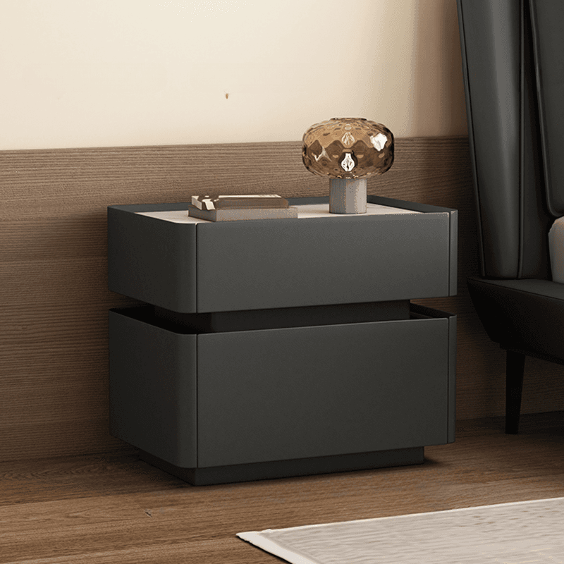 Trendy Drawer Storage Bedside Table with 2 Drawers and Pine Wood Countertop - image 3