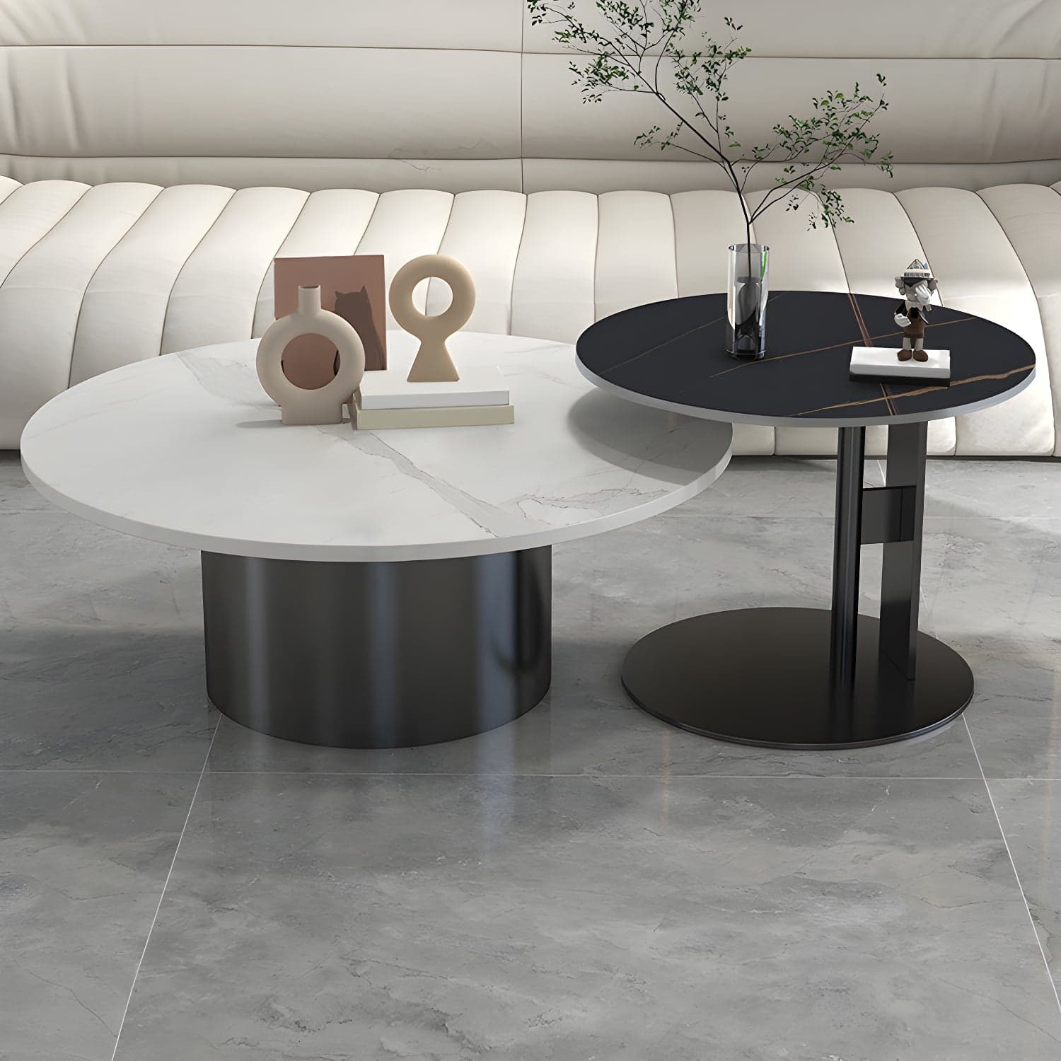 Pedestal Cocktail Table Contemporary Slate Top Coffee or End Table - image 3