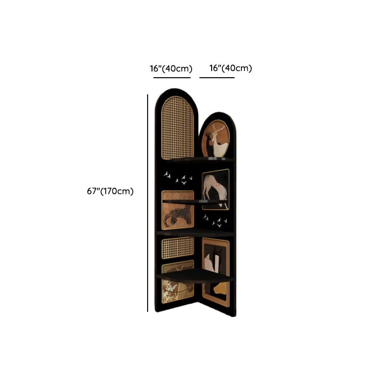 Modern Simple Style Nook Decorative Cabinet with 4 Exterior Shelves, Matte Black Laminate Top - image 18