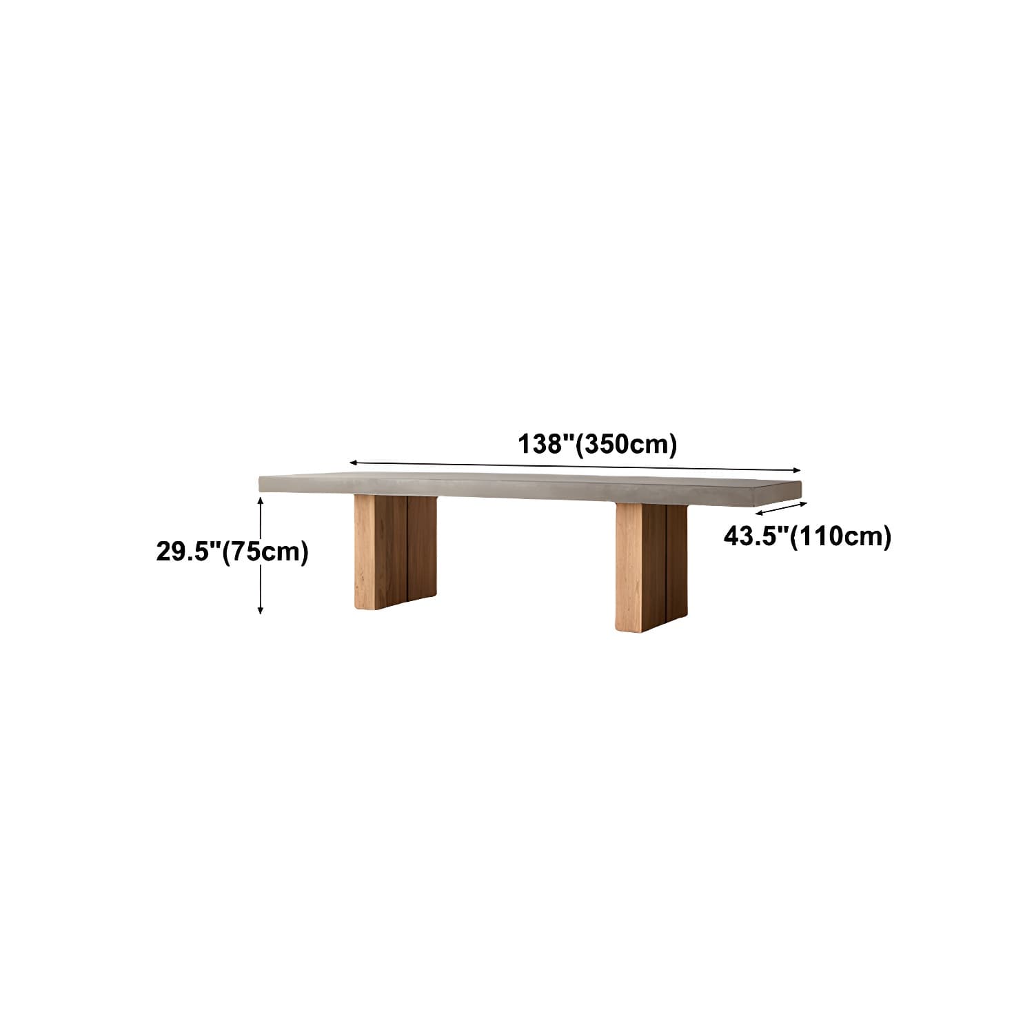 Modern Rectangle Dining table Solid Wood Double Pedestal Table in Grey - image 17
