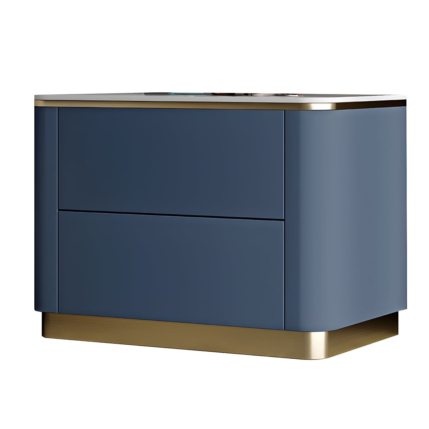 Glam Solid Wood Leather Outer Frame Accent Table Nightstand Drawer Storage Night Table - image 5