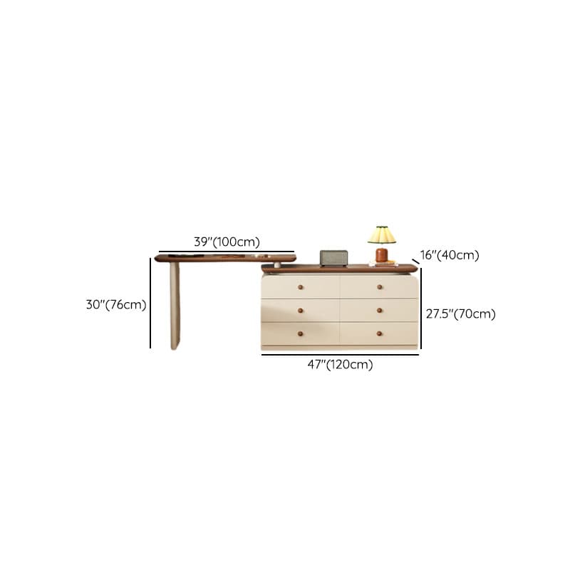 Cream Modish Large Vanity Set with Reclaimed Wood Table Top, 3/6 Drawers, and Light Up Mirror - image 12
