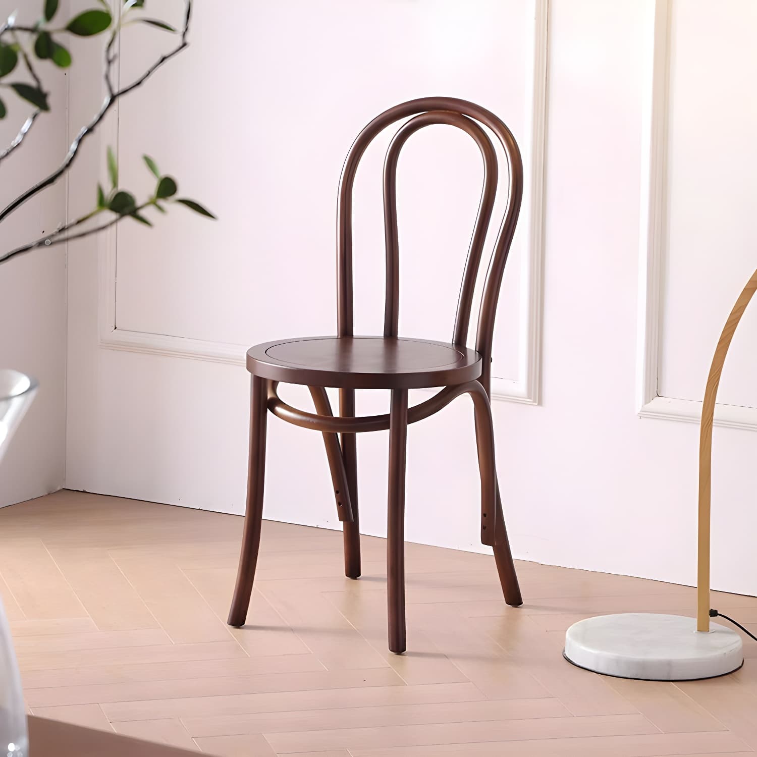 Modern Open Back Side Chair with Beech Wood Legs for Kitchen & Dining - Non-Upholstered - image 24