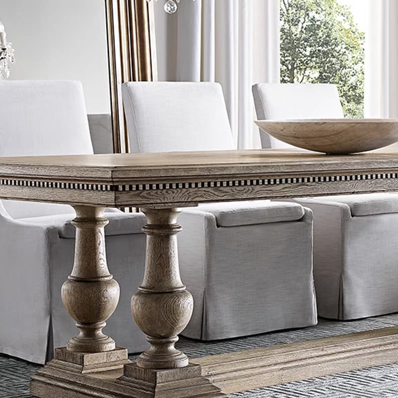 French Country Rectangle Wood Dining Table with Trestle Base, Full Assembly Needed - image 9