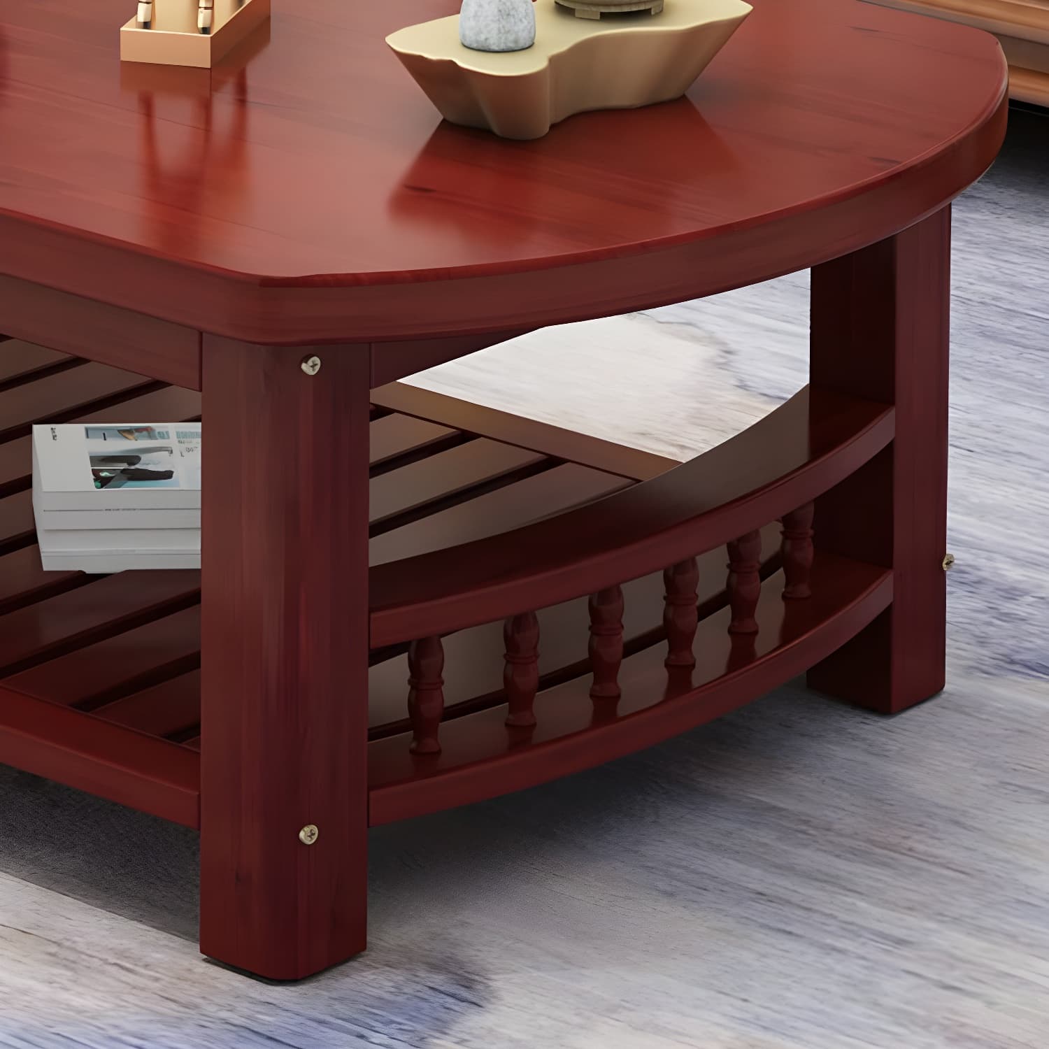 20"H Contemporary Coffee Table Solid Wood Storage Cocktail Table - image 11