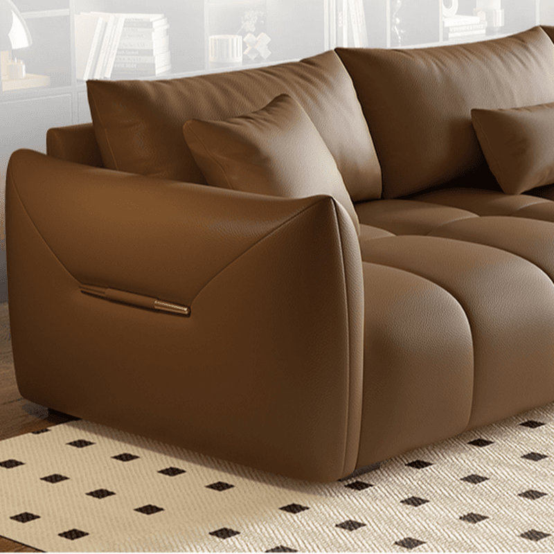 Contemporary Modern Solid Color Standard Sofa in Gray/Amber Color/Off-White for 3 with 3 Pillows - image 12