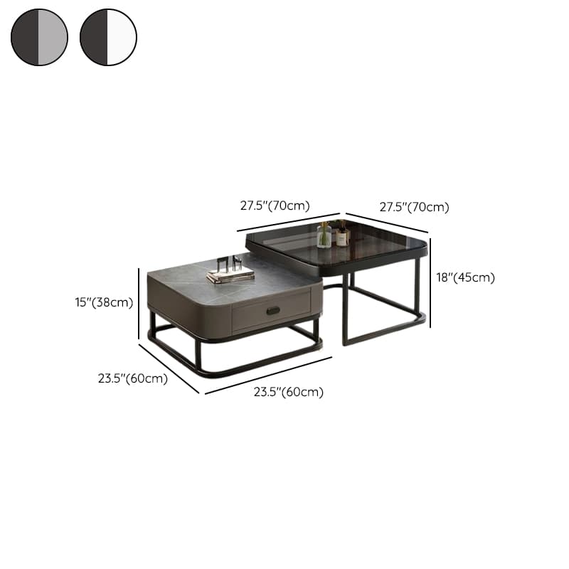 Square Double Nesting Accent Table with Framework Base for Home - image 20