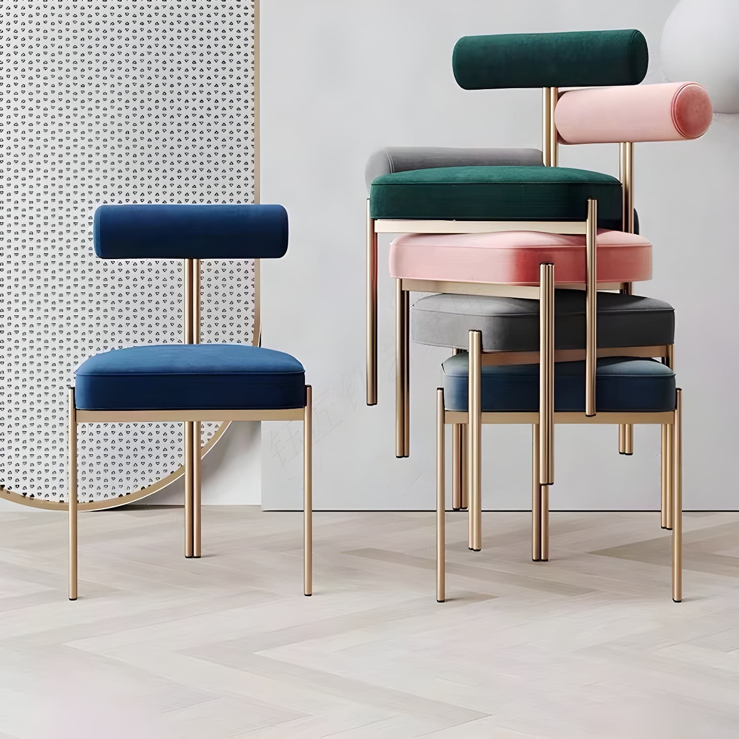 Glam Style Upholstered Dining Chair Open Back Dining Side Chair for Indoor - image 19