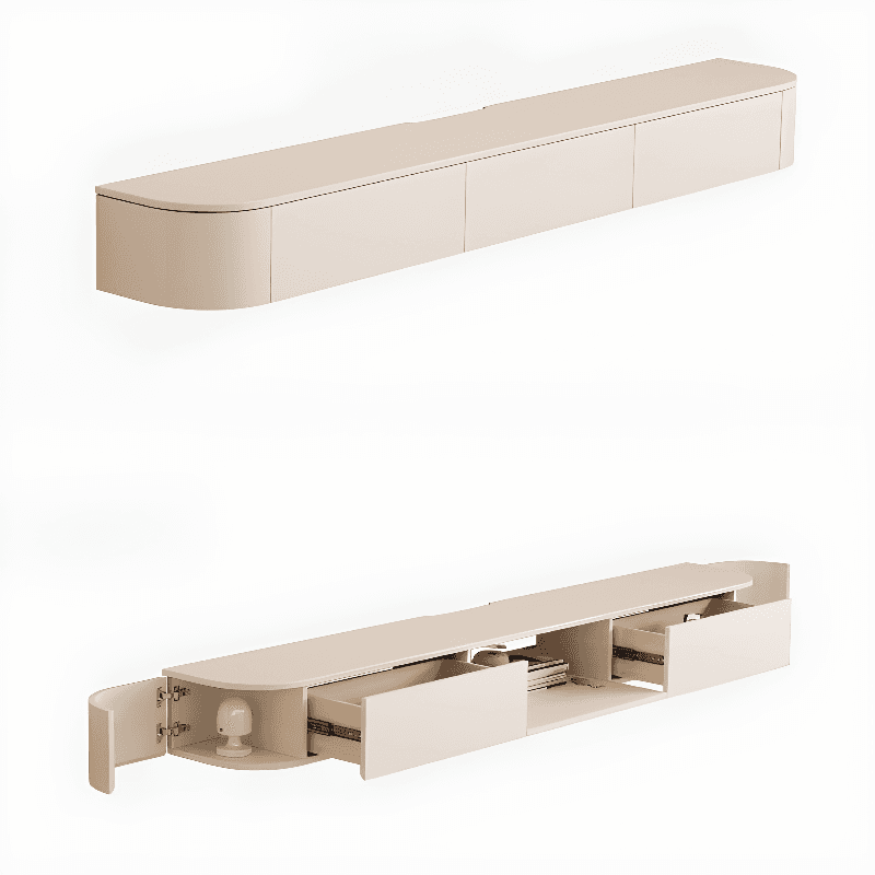 Rectangular Wall-hung TV Stand with Light and Gate for Sitting Room - image 3