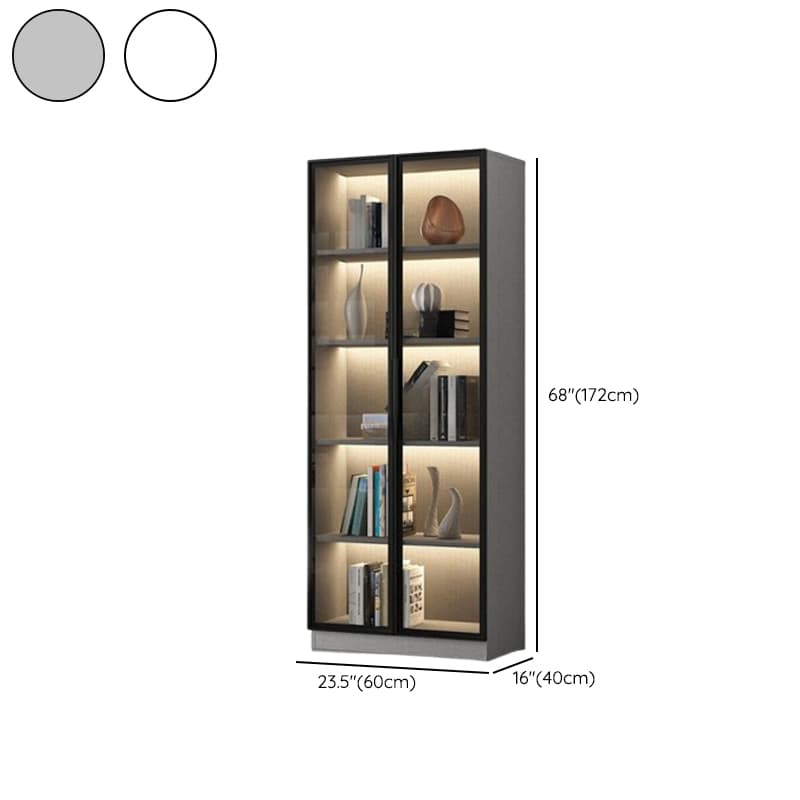Scratch-repellent Utility Storage Cabinet with Storage Cabinet, Glass-panel Door, Handle Bars in Dark Gray/White, Stain Resistant, Light Included - image 15