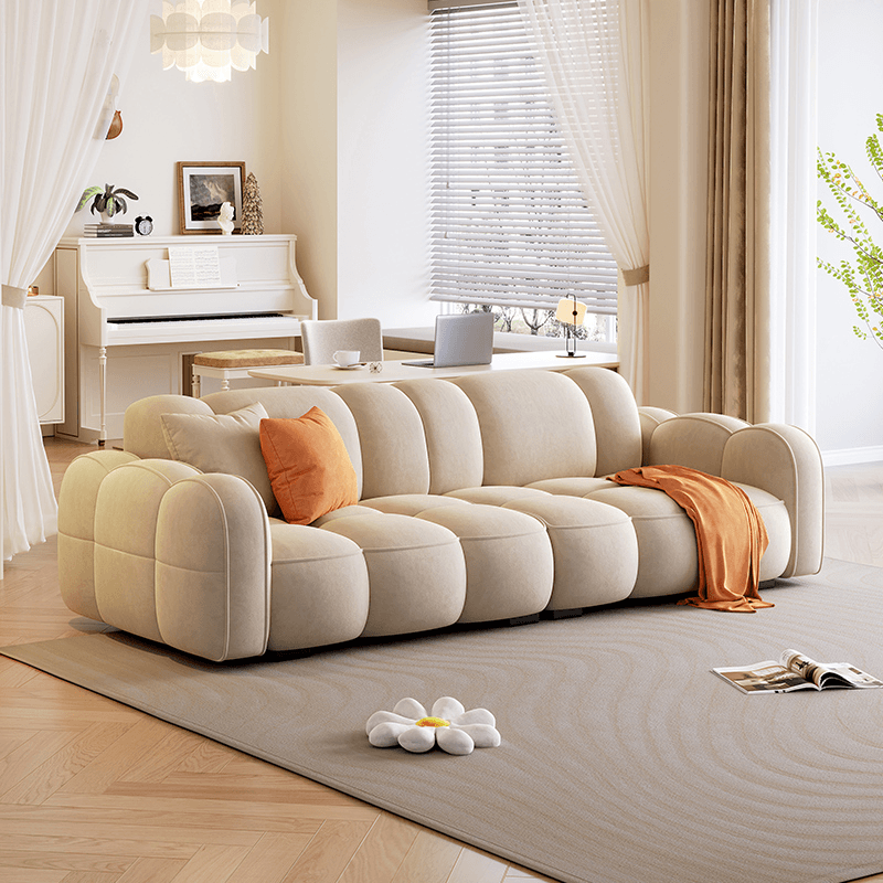 Standard Sofa in Rose/Off-White/Amber Color Flannel with Armrest - image 8