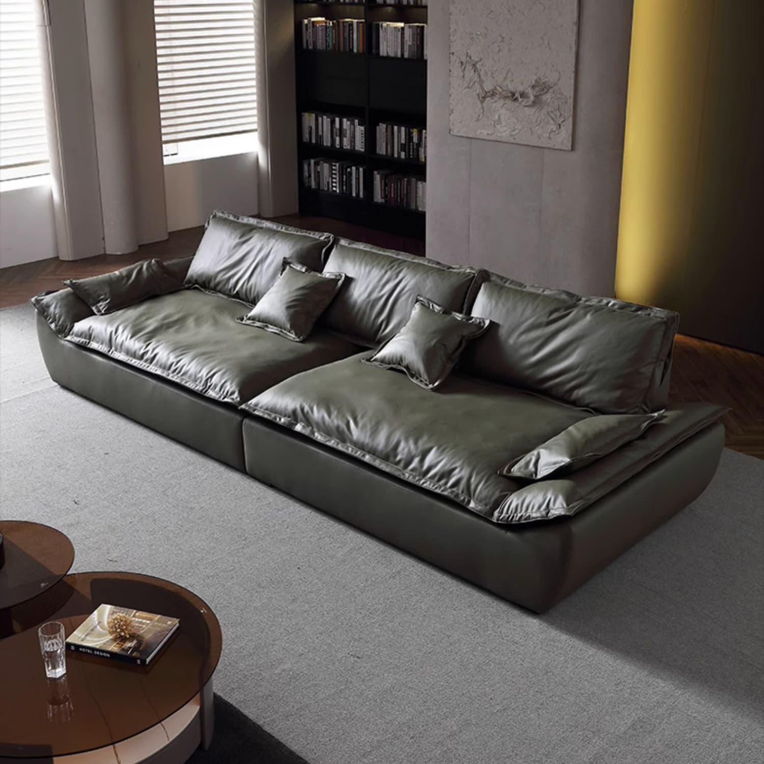 Modern Green Silicone Rubber Stationary Sectional Sofa with Pillow Top Arm - image 3