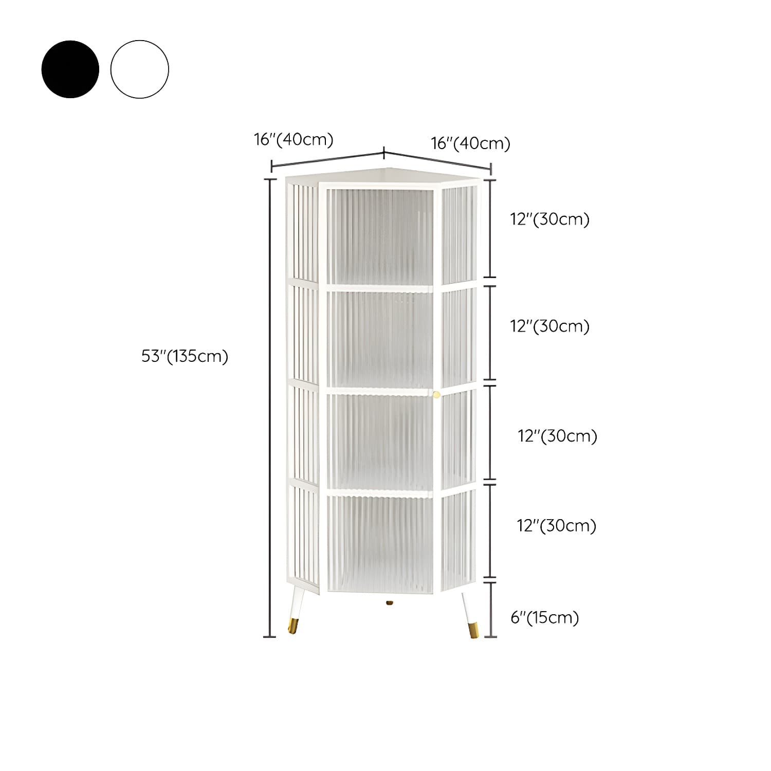 Contemporary 1-door Iron Frame Corner Cabinet with Glass Door - image 12