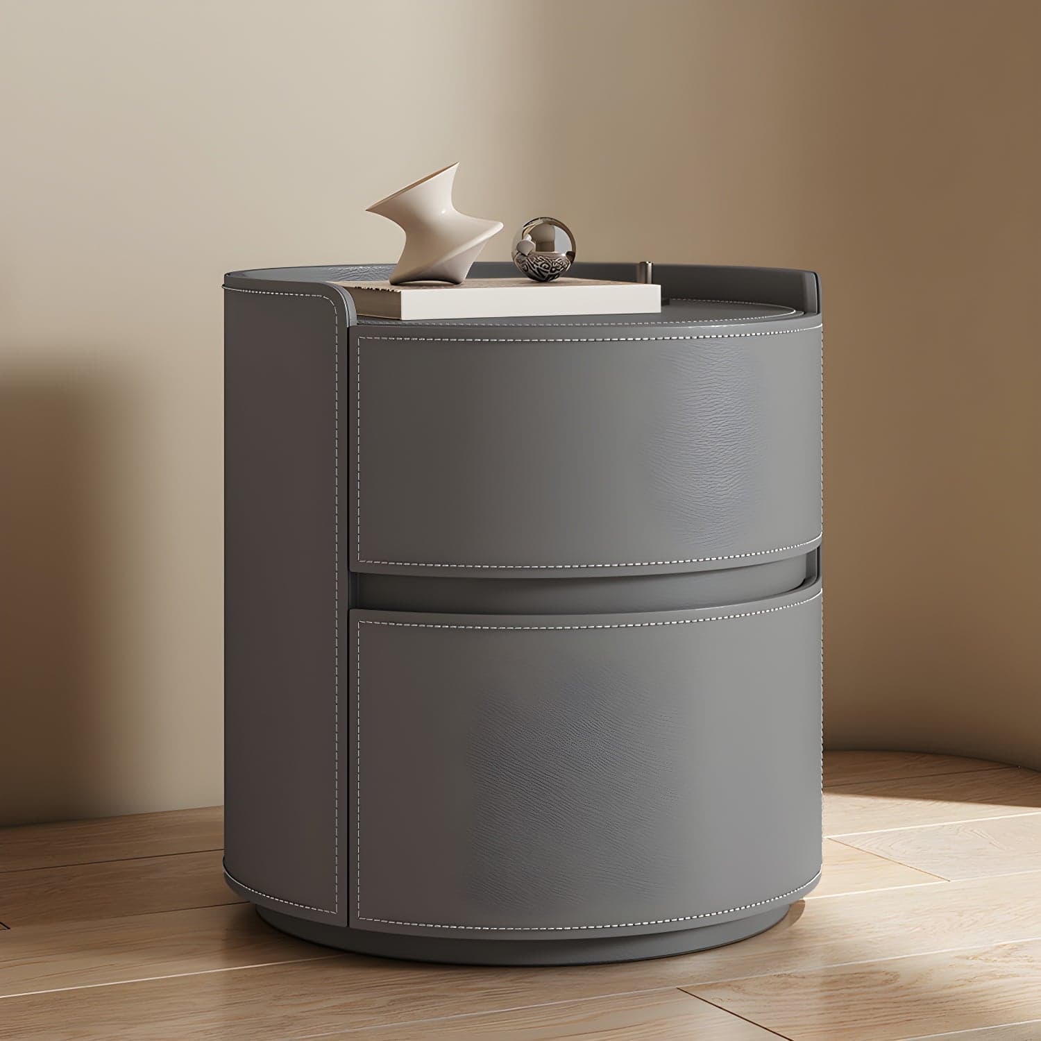 Modern Wood Nightstand with 2 Drawers and No Distressing Brown Color - image 4