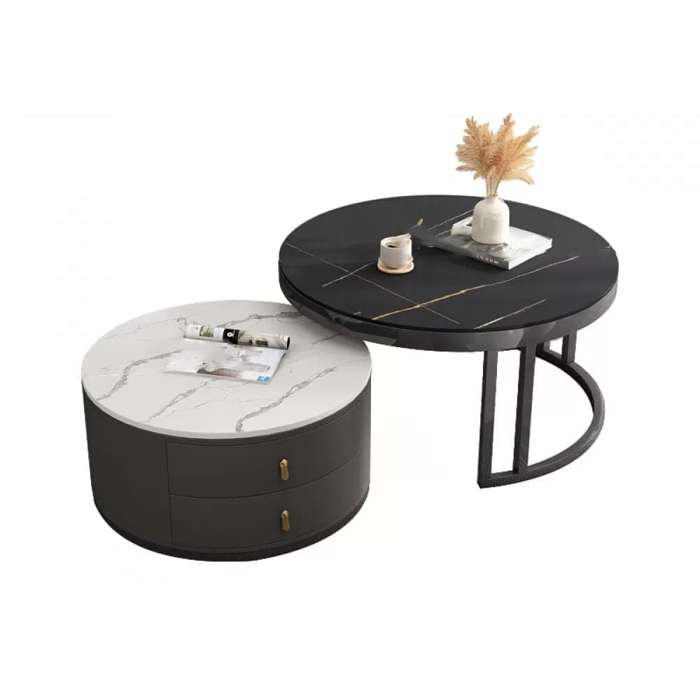 Round Nesting Coffee Table Set Frame Modern Storage Coffee Table - image 10