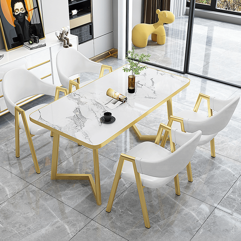 Luxurious Dining Table Set with Recycled Wood Top and Sleighing Base - image 10
