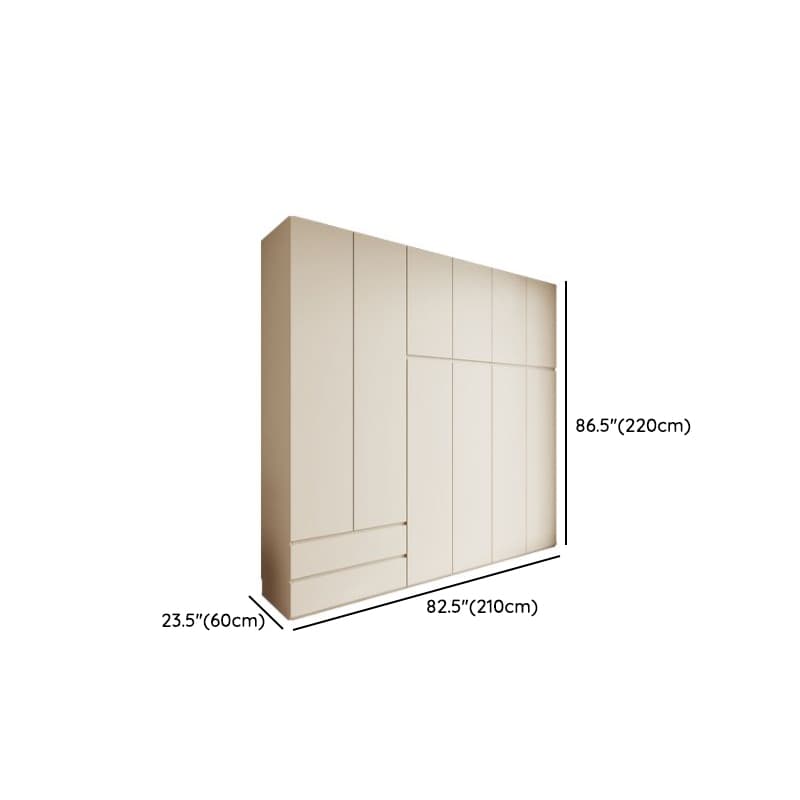 Cream Modern Wood Wardrobe Armoire with Soft Close Drawer and Door, Interior Shelves, and Hanging Rod - image 20