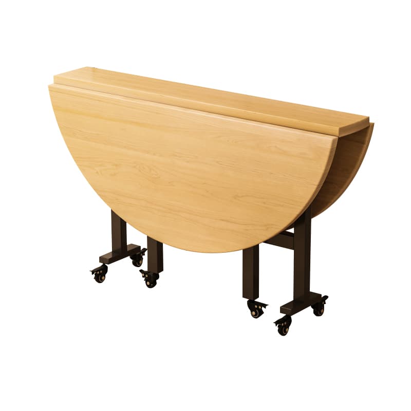 Extendable Round Modern Drop Leaf Dining Table with Steel Legs - image 7
