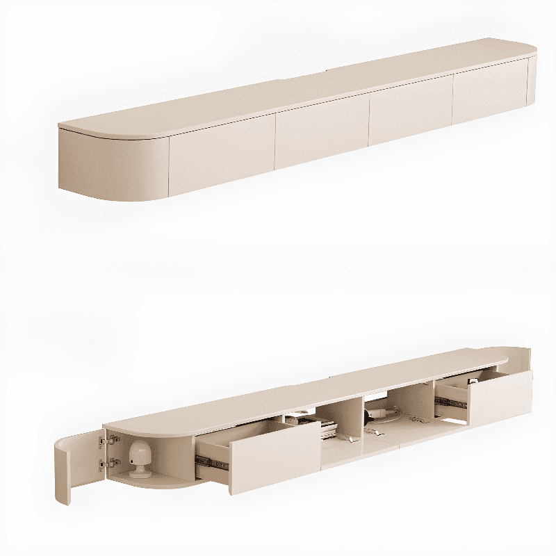 Rectangular Wall-hung TV Stand with Light and Gate for Sitting Room - image 9