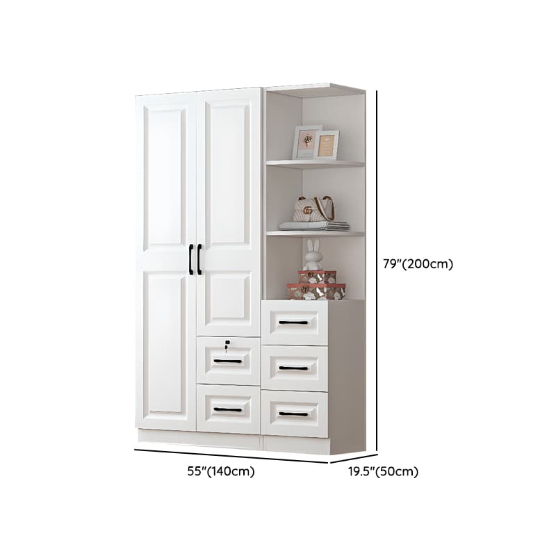 Sleek White Nordic Wooden Detached Almirah with Soft Close Drawers, Doors, and Clothing Rod - image 25
