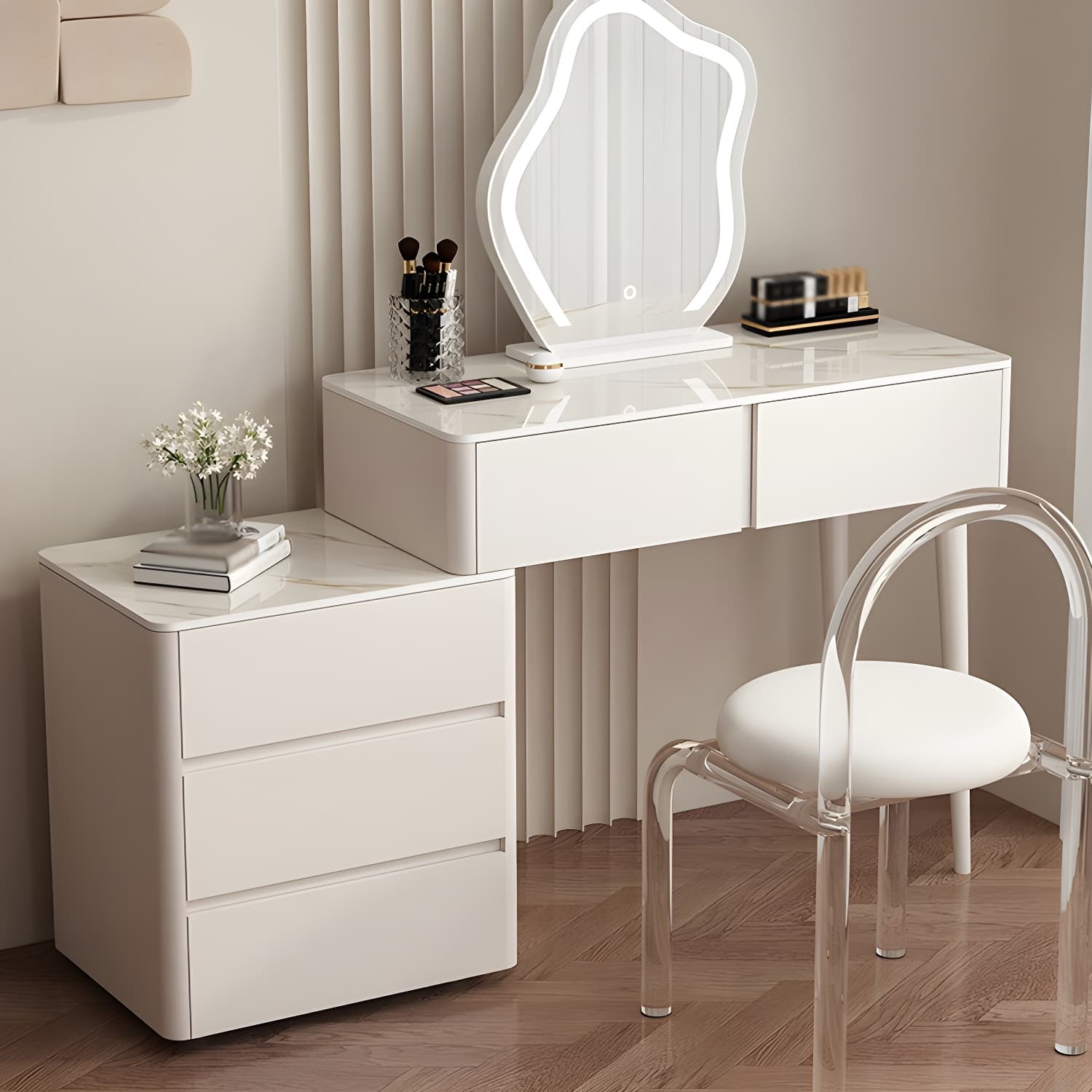 Modern Wood Makeup Vanity with Soft Close Drawer Glides & 2 Drawers - image 4