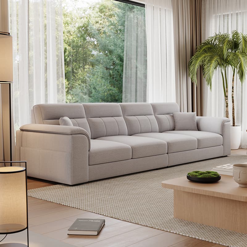 Modish Solid Color Standard Sofa in Light Gray/Light Brown/Beige for 6-Seater/5 Person/4-seater - image 7
