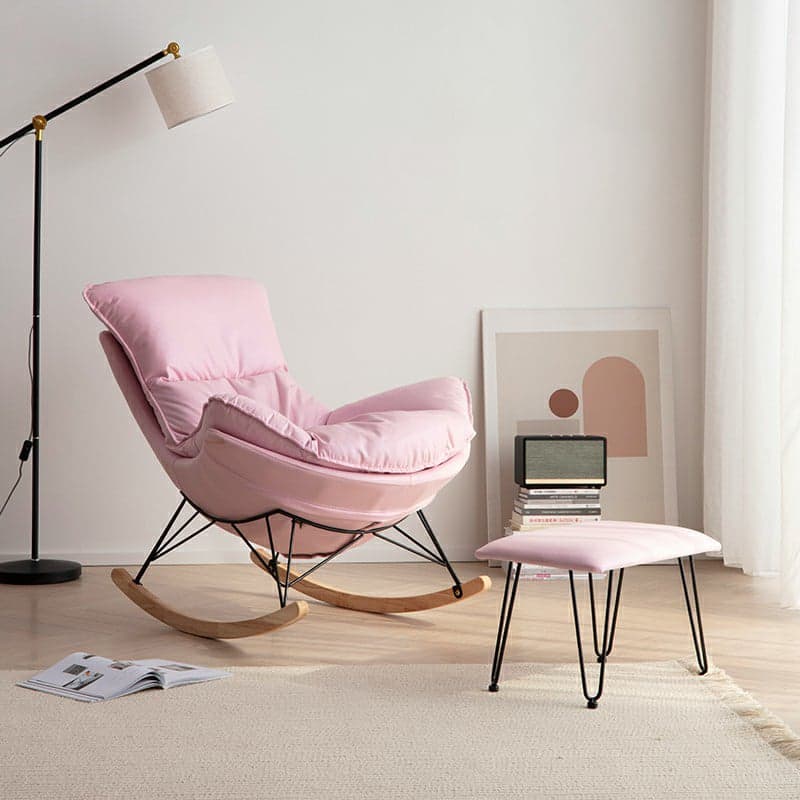 Modern Upholstered Rocking Chair Set with Slipcover and Ottoman - image 7